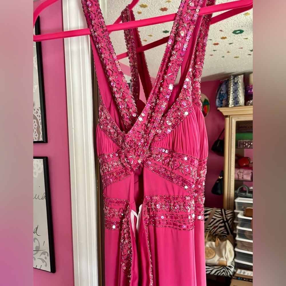 Beautiful evening dress pink and green - Picture 5 of 9